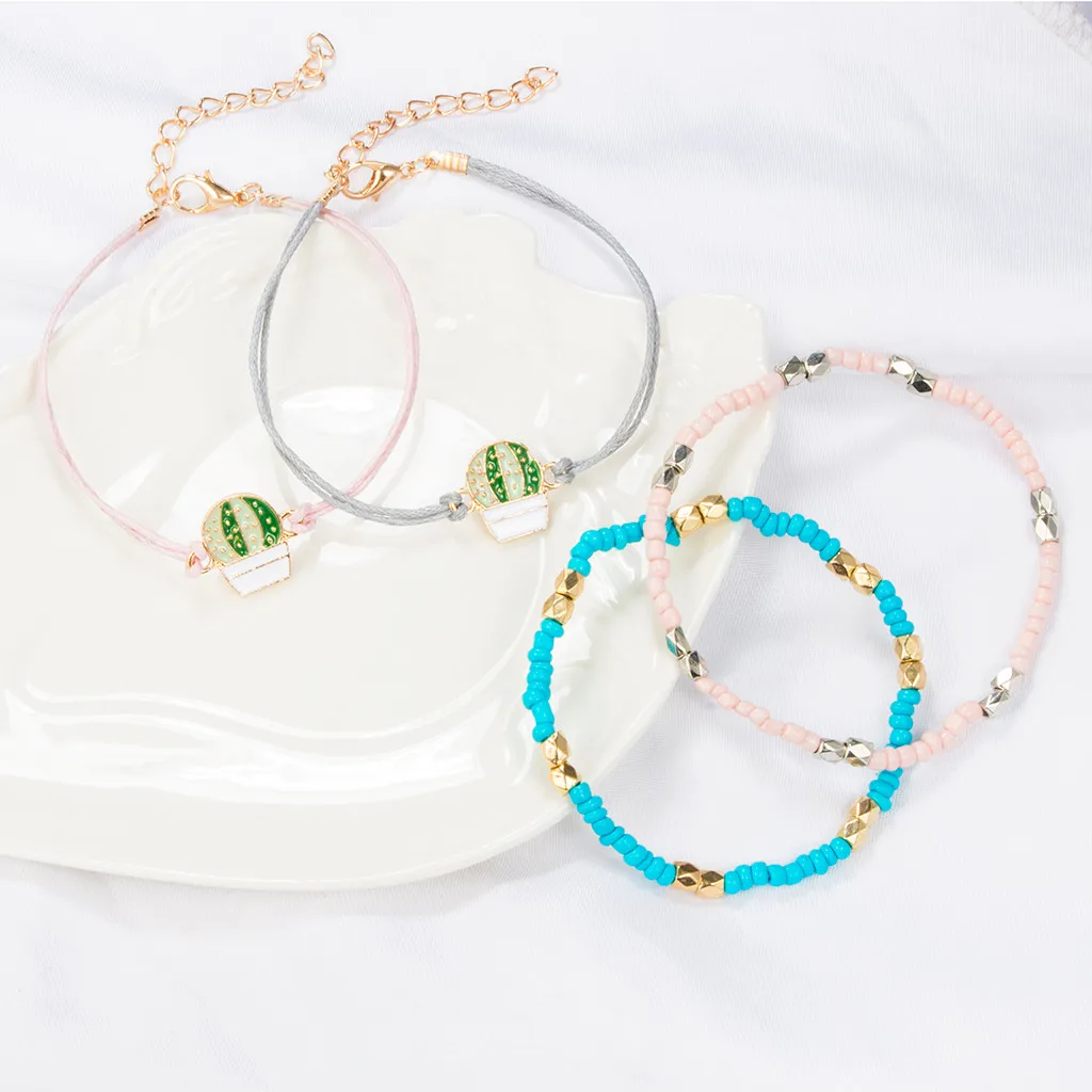 4 шт Стильный браслет для мужчин и женщин Boho яркие красочные веревки Pulseira Ретро