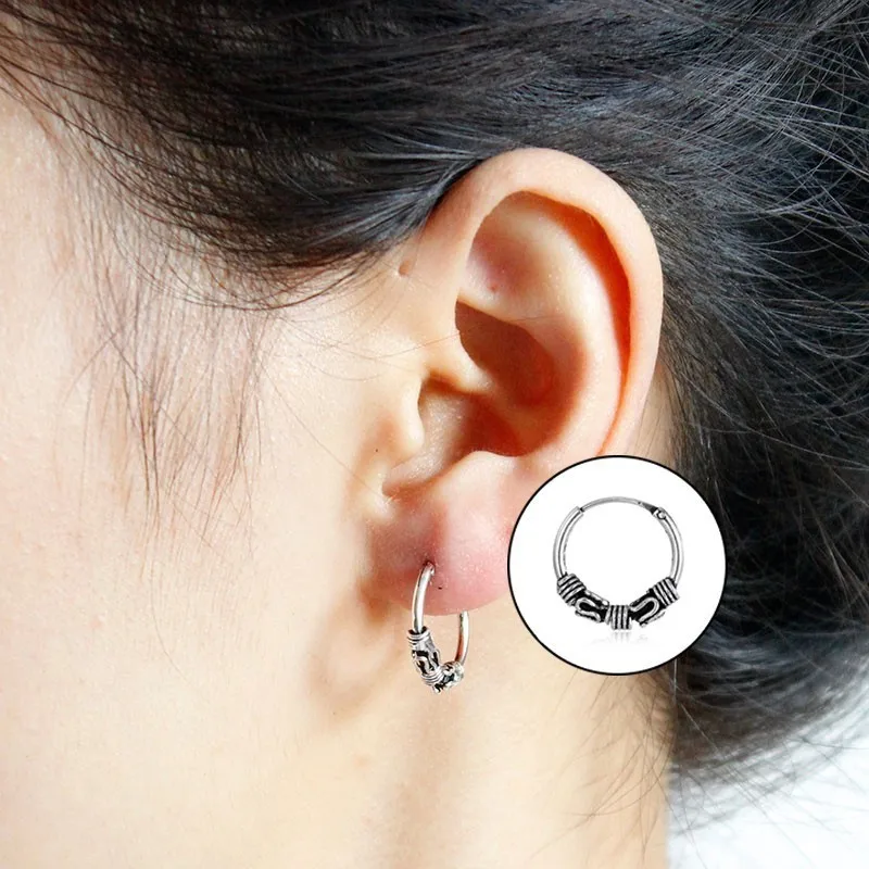 Винтажные серебряные круглые серьги Aretes для влюбленных, круглые серьги-кольца для женщин, кольца для ногтей, женские серьги-кольца в стиле панк