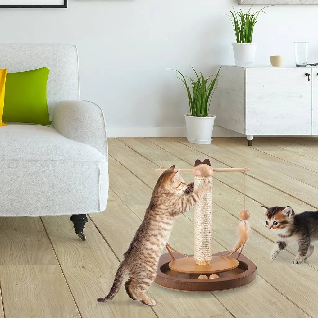 Креативная игрушка для кошек Многофункциональная вращающаяся на 360 ° штанга с