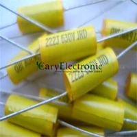 wholesale 50pcs long leads yellow axial polyester film capacitors electronics 0 0022uf 630v fr tube amp audio free shipping