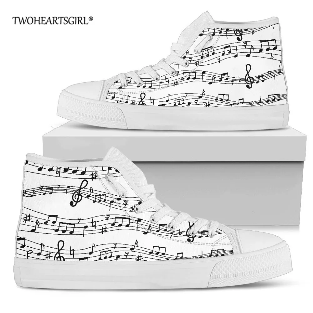 

Twoheartsgirl Women Sneakers Music Note Casual Shoes Female Summer Ladies Canvas Shoes Lace Up Ladies femme Stars tenis feminino