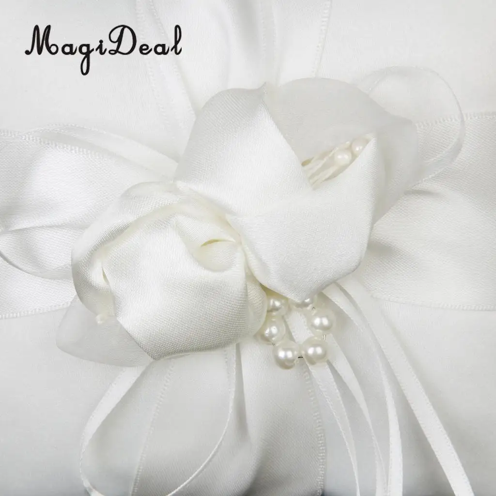 MagiDeal Hot Sale Wedding Ceremony Ivory Satin Crystal Ring Bearer Pillow+Flower Girl Basket Supplies for Engagement Party Favor | Дом и сад