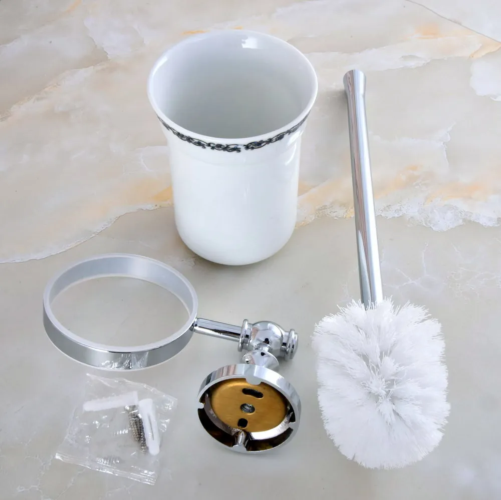 Настенный полированный хромированный латунный держатель для туалетной щетки