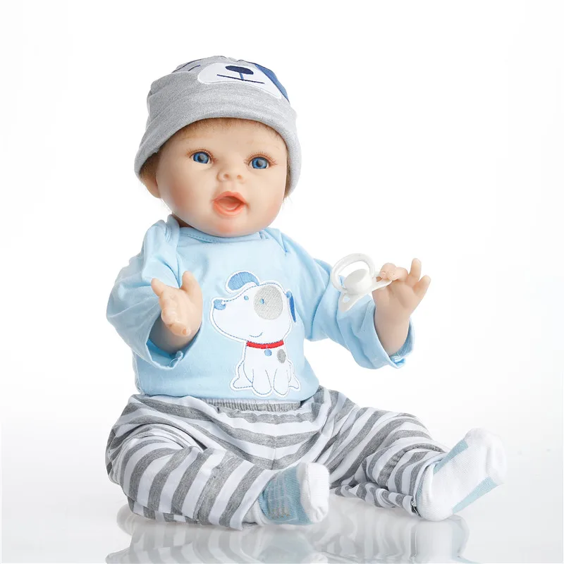 Силиконовые куклы SanyDoll baby reborn Реалистичная кукла babies для детей 22 дюйма 55 см синяя