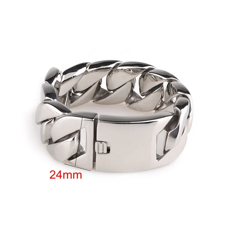 24mm width Kalen, высокое качество, 316, нержавеющая сталь, Италия, золотистый браслет, мужской, тяжелый, массивный, звено, цепочка, браслет, модное ювелирное изделие, подарки - Окраска металла: 24mm width