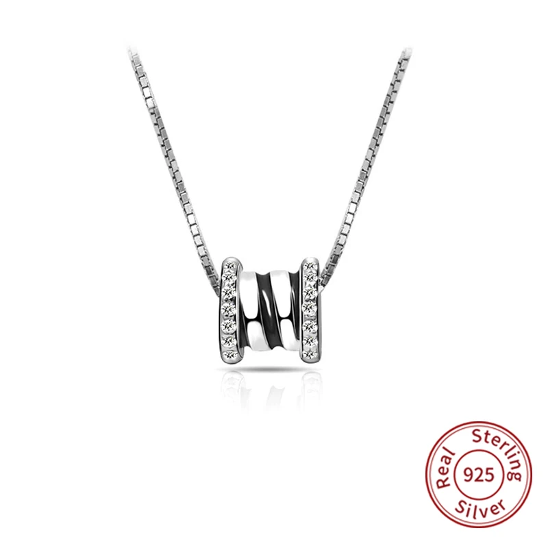 

Classic 925 Sterling Silver Woman Necklace Micro AAA Zircon Small Waist Necklace Clavicle Chain Cylinder Charm Necklace zk40