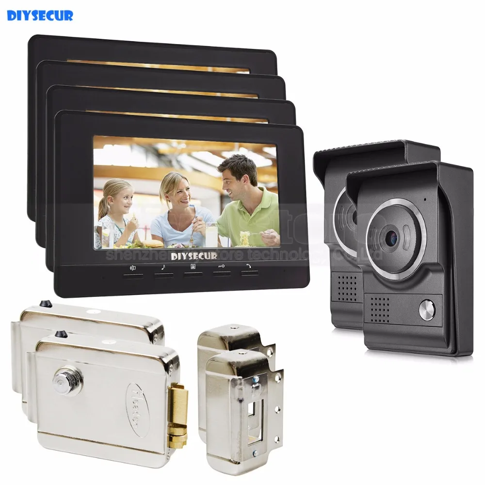 DIYSECUR 7 дюймов видеодомофон видео домофон 700TV линия ИК ночного видения HD камера +