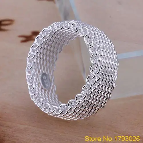 Для женщин Посеребренная Мода Размеры 6/7/8/9 Wide Band Кольцо для украшения 4tsw |