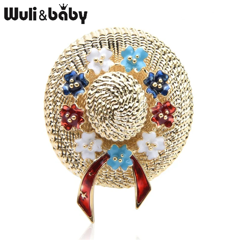 Wuli & Baby многоцветный цветок для соломенной шляпки Броши женская эмаль