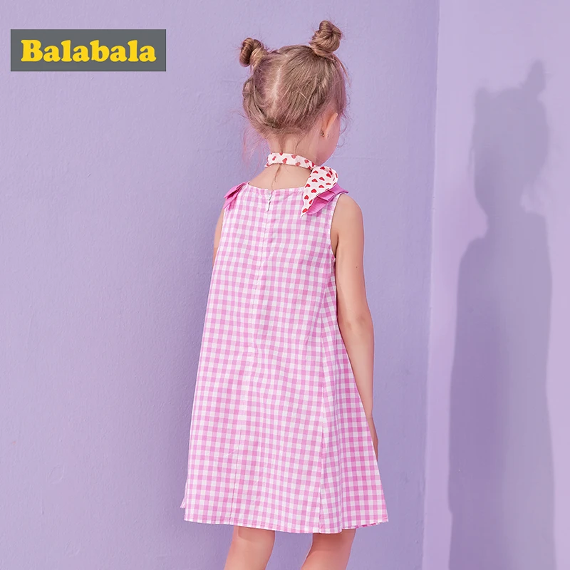 Детская Хлопковая одежда Balabala летняя Клетчатая для маленьких девочек коллекция