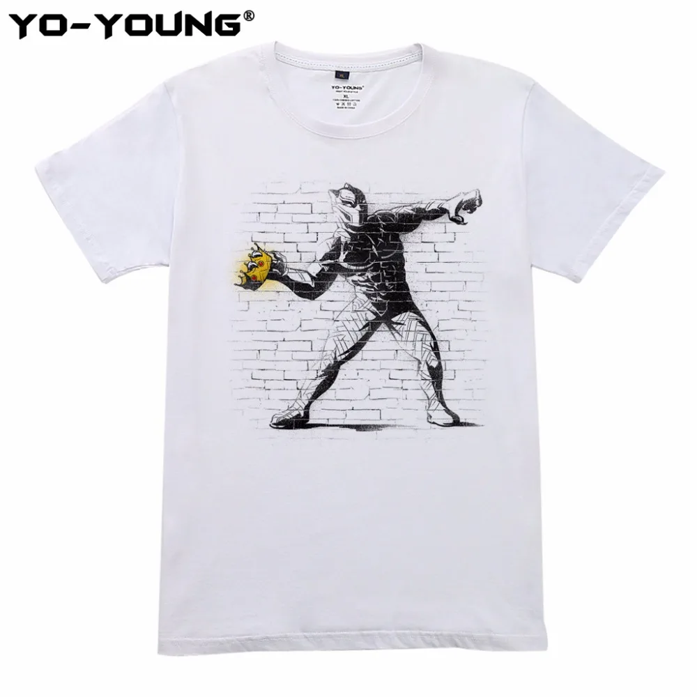 Yo-Young Men T shirts Superhero Black Panther Funny Design Digital Print 100% Cotton Casual Short Sleeve | Мужская одежда