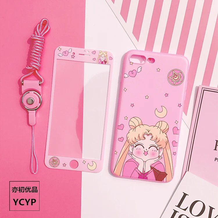 Для iphone XS Max милый Cardcaptor Sakura задний Чехол+ пленка для экрана из закаленного стекла, Девушка Мягкий чехол для iphone X XR 6 7 8plus