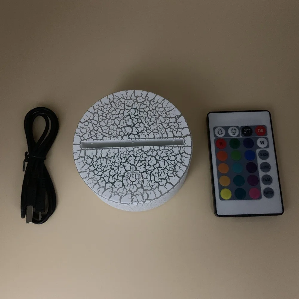 Glow with remote 3D светодиодный Ночной светильник лампа сломай базу, заряжающаяся от USB кабель сенсорный Сенсор 7 цветов Изменение Батарея питание пульта дистанционного управления основание приз - Цвет: Glow with remote