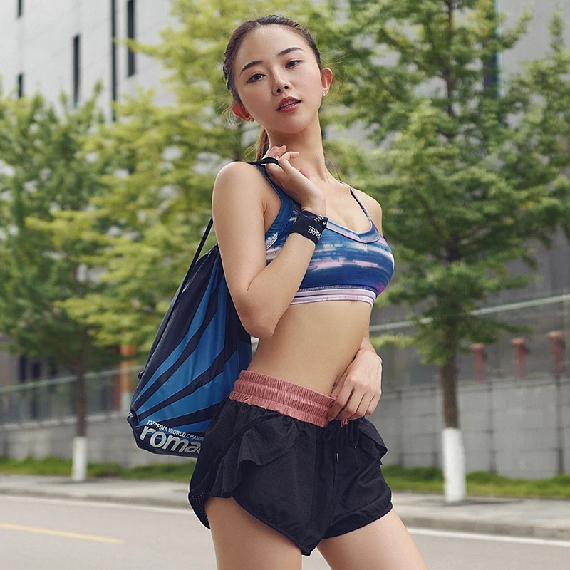 2021 CHU YOGA Breathable Quick Dry Sports Running Shorts Elastic Waist Mesh Overlay Fitness Outdoor Drawstring S1805 | Спорт и