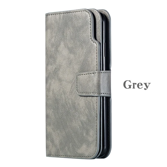 Grey Чехол-Кошелек J4plus J6plus с откидной крышкой и подставкой для карт, кожаный чехол для samsung Galaxy J4 J6 Plus J3 J5 J7 EU Carcasa, чехол Etui - Цвет: Grey