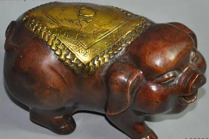 5 &quotКитайский Фэншуй бронзовое напыление животное зодиака Свинья свиной Лаки