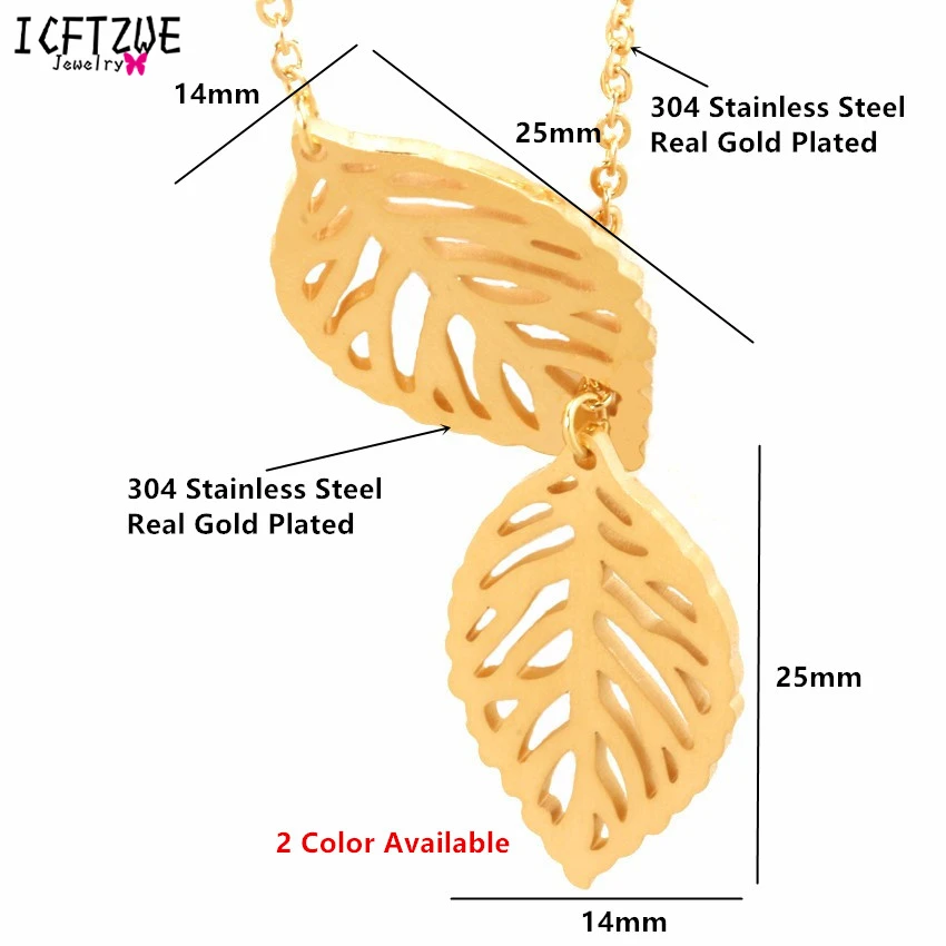 DIANSHANGKAITUOZHE Chain Jewelry Gold Tattoo Choker Stainless Steel Silver Two Lariat Leaf Statement Necklace Women Accessories|statement