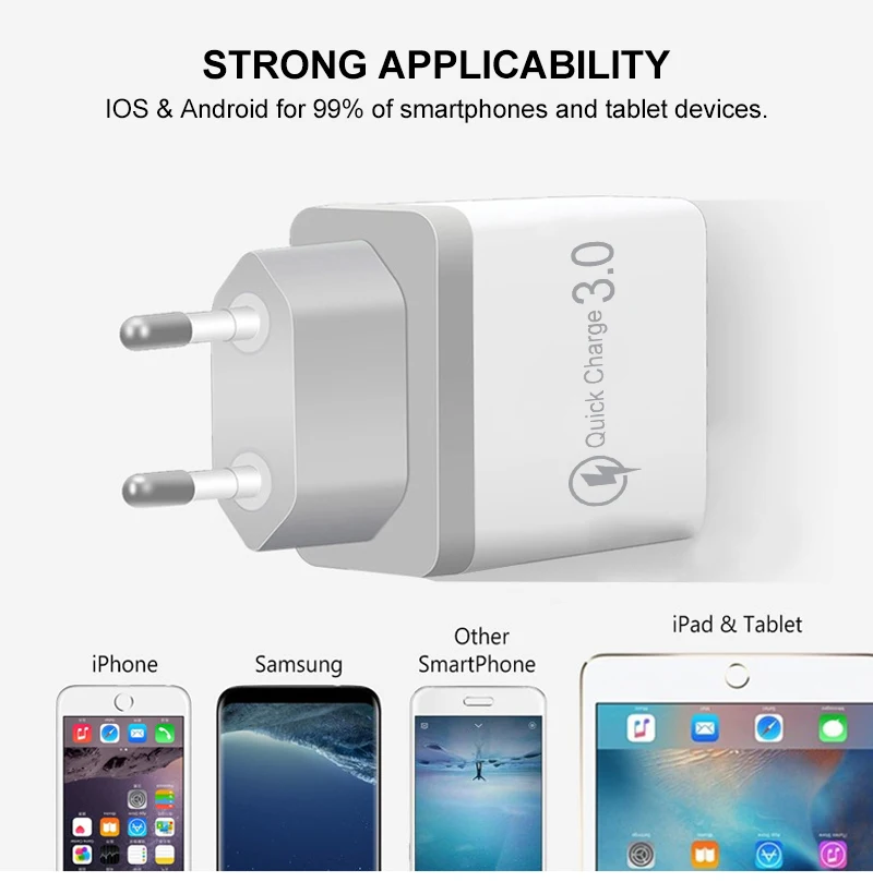 Зарядное устройство QC3.0USB быстрое зарядное устройство 3 USB быстрая зарядка 3,0 для samsung s10 iphone 7 8 x xr redmi note 8