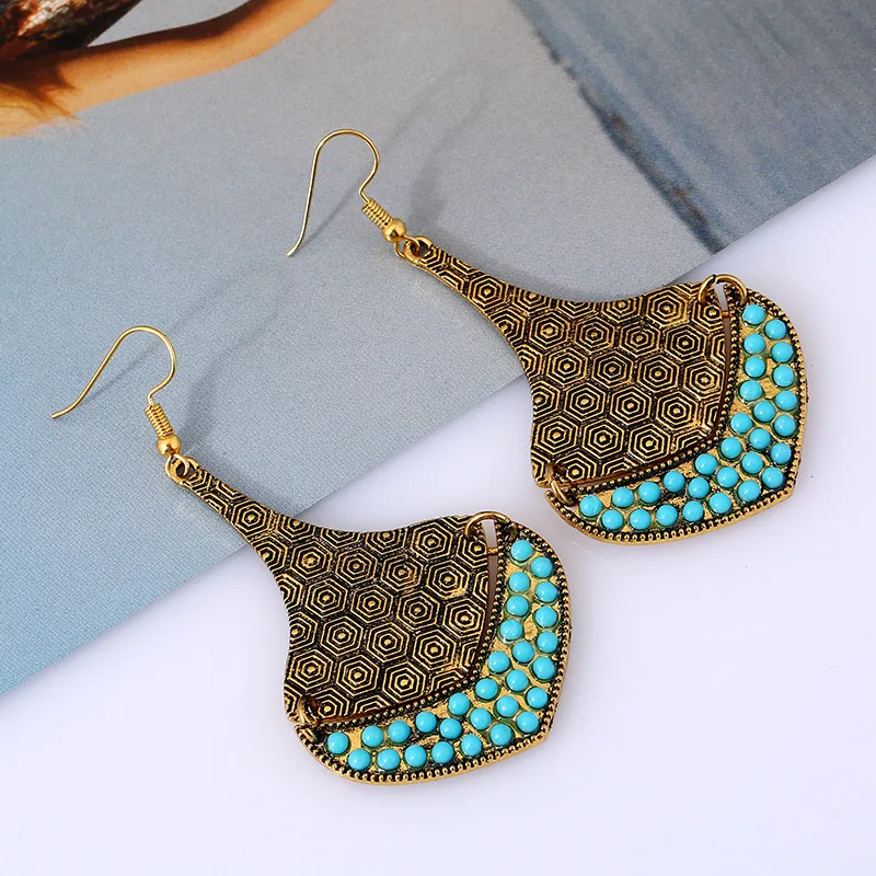 Женские Висячие серьги LiuXSPVintage в богемном стиле с геометрическим орнаментом