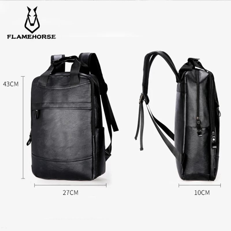 Рюкзак из искусственной кожи с изображением лошади пламени для мужчин большой