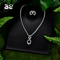 be 8 newly green color jewelry sets luxury sparkling cubic zircon wedding earrings necklace jewelry sets heavy dinner s092