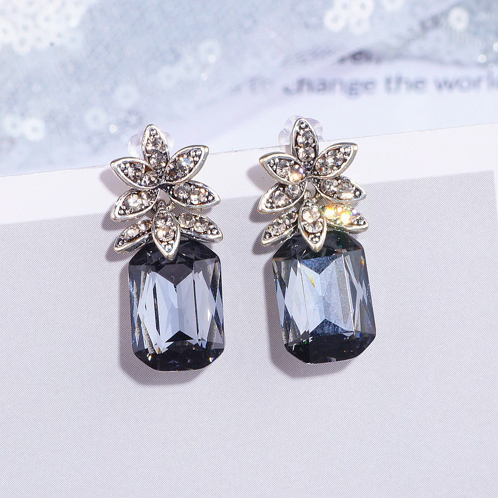 Женские винтажные квадратные серьги с кристаллами элегантные геометрические