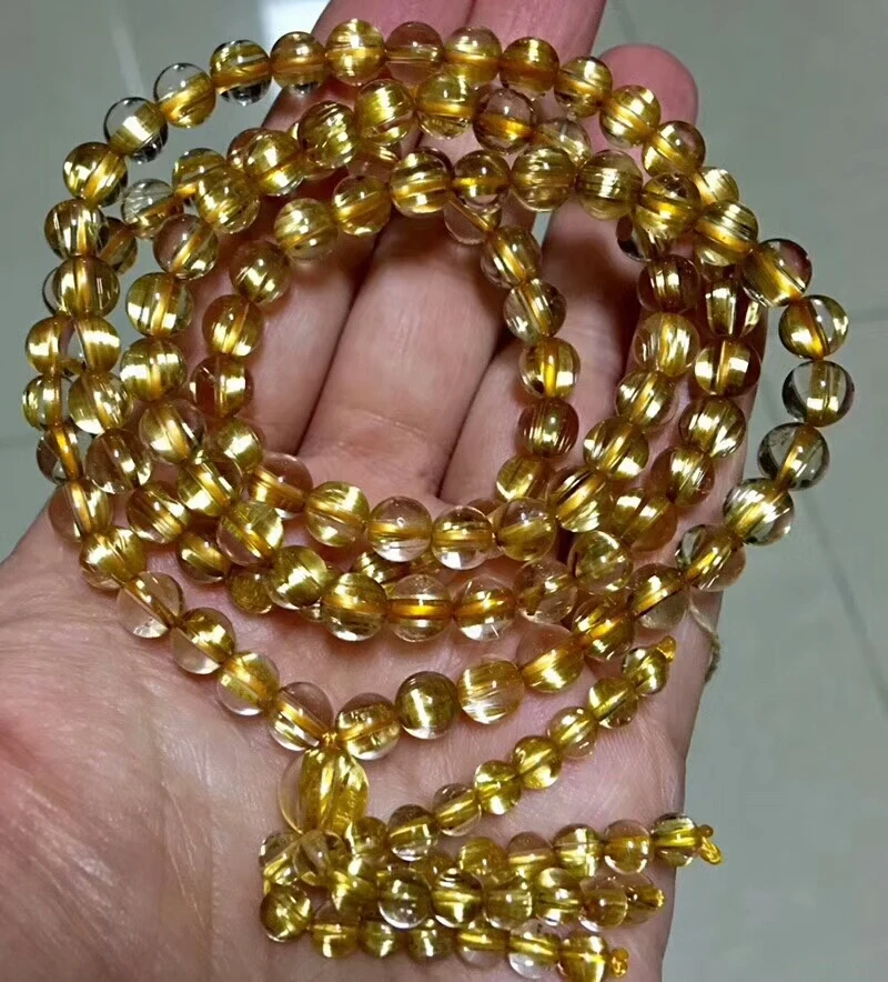 7 мм натуральный Золотой рутилированный кварцевый браслет для женщин