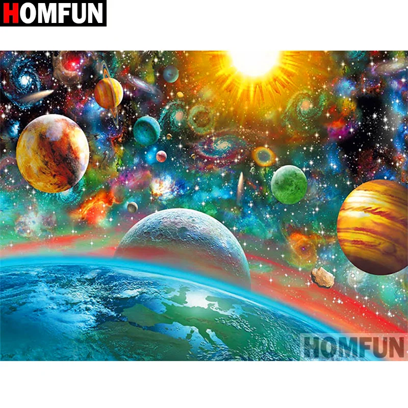 Алмазная живопись HOMFUN космическая планета алмазная вышивка 5D сделай сам с