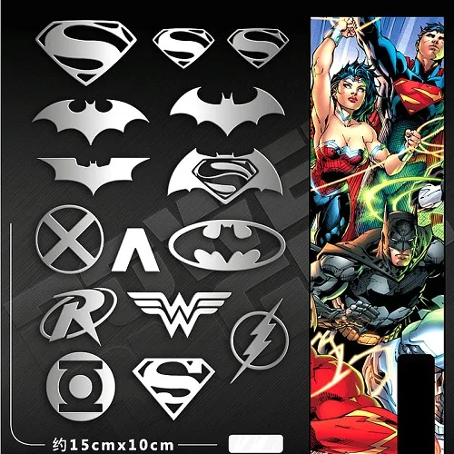 PowerAngel DIY 3D металлическая наклейка Бэтмен против Супермена: Dawn of Justice телефон ноутбук автомобиль водонепроницаемый наклейка игрушка наклейка s - Цвет: Justice League