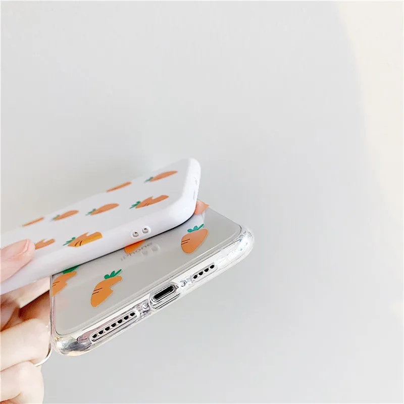 Милый чехол для телефона с морковкой для iphone 8, 7, 6, 6 s Plus, мягкий прозрачный чехол из ТПУ, забавная Милая задняя крышка для iphone X XS, чехол для MAX XR Fundas