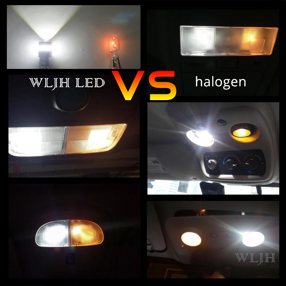 WLJH 2x CANBUS 10 V-18 V 3030 2835 Чип T10 W5W светодиодный светильник для салона автомобиля, карта, купольная лампа, внешний светильник номерного знака 6000K белый