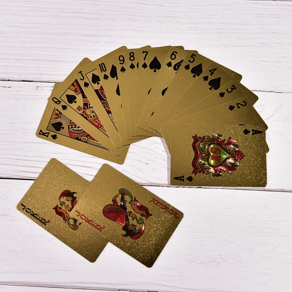 

1 Набор, забавные высококачественные игральные карты из золотой фольги, Техасский Холдем, покер, покерная карта с покрытием из золотой фольг...