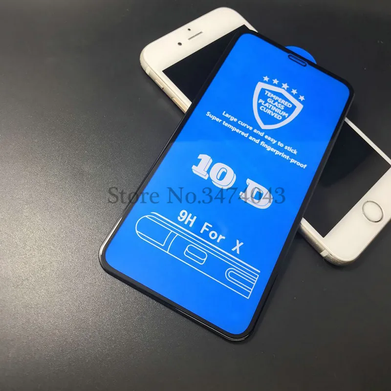 2 шт./лот 10D защитное закаленное стекло для iphone 6 6s 7 8 plus XR Защитная стеклянная пленка на iphone x xs max защита экрана