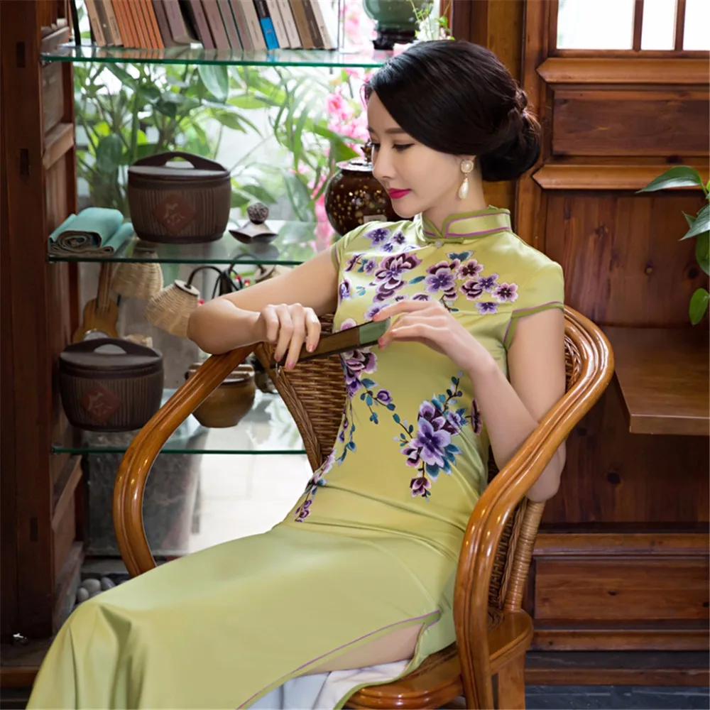 Шанхай история китайская Невеста Qipao длинное китайское стильное платье Кружева традиционный ченсам китайское платье восточное платье 3 цвета