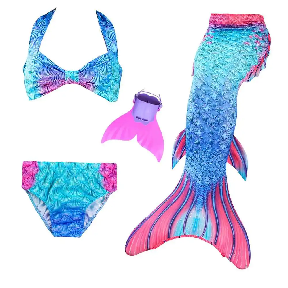tail 7 with fin Купальный костюм русалки для девочек, детский купальный костюм русалки Ариэль, детский купальный костюм с розовыми или голубыми плавниками - Цвет: tail 7 with fin