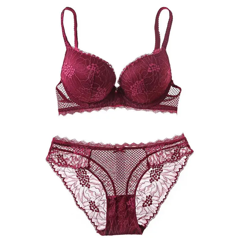 Кружевной бюстгальтер с чашками пуш ап и трусики|Комплекты нижнего белья| |