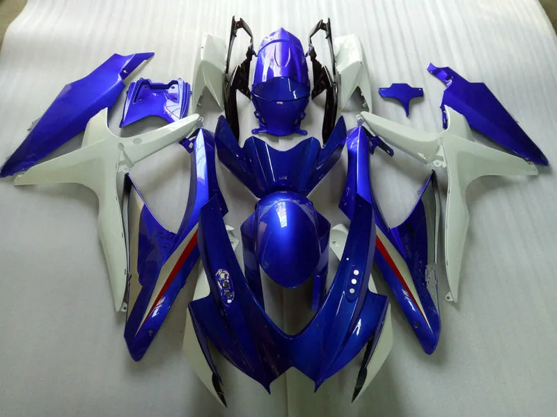 Комплект обтекателей под давлением для GSXR600 750 K8 08 09 GSXR 600 GSXR750 2008 2009 ABS белый синий