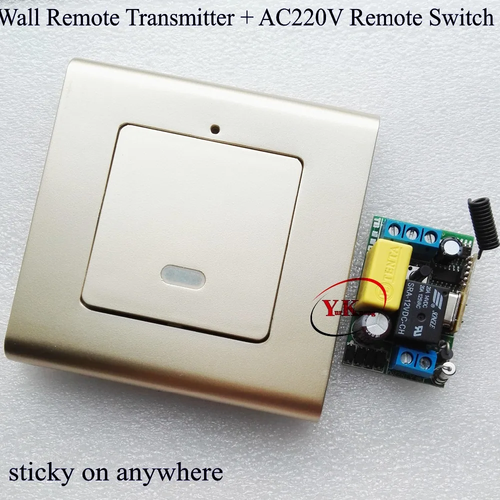 Настенный клейкий передатчик с дистанционным управлением + 220 В мини приемник