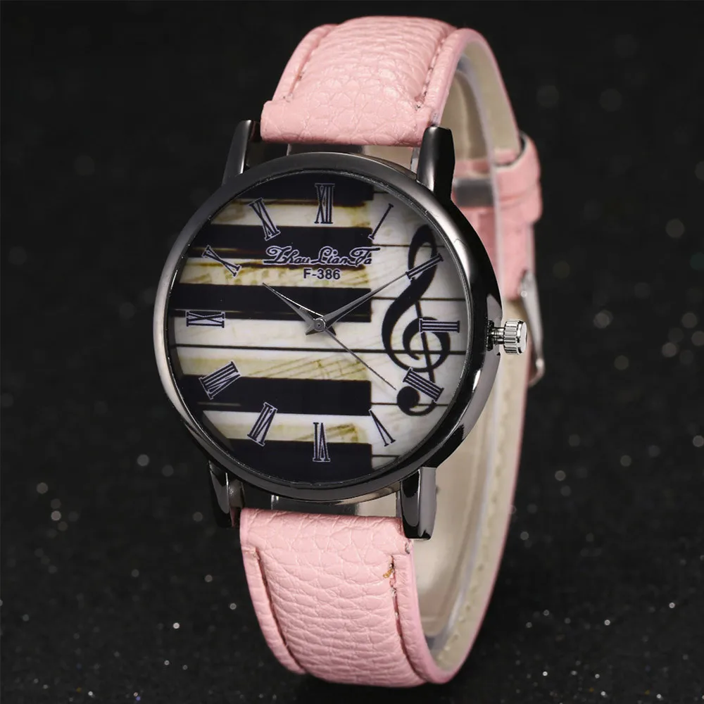 pink Музыкальные женские часы с рисунком Relogio Feminino дизайн модные женские часы Элегантные полые треугольник - Цвет: pink