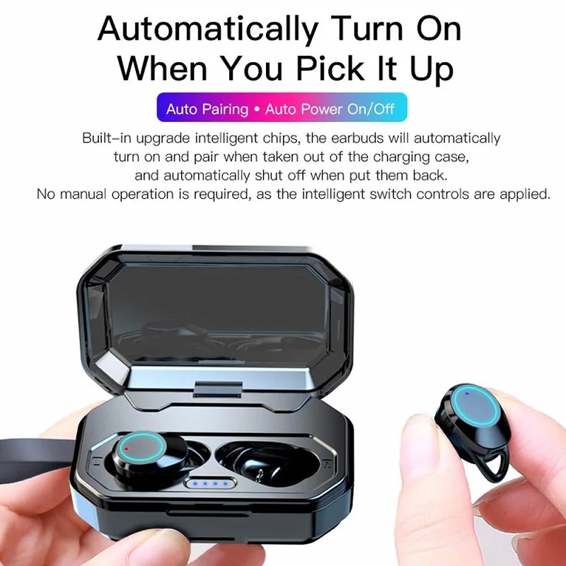Беспроводные наушники 5 0 Bluetooth 3D с 3000 mAh power Bank Beep Bass наружные сенсорным