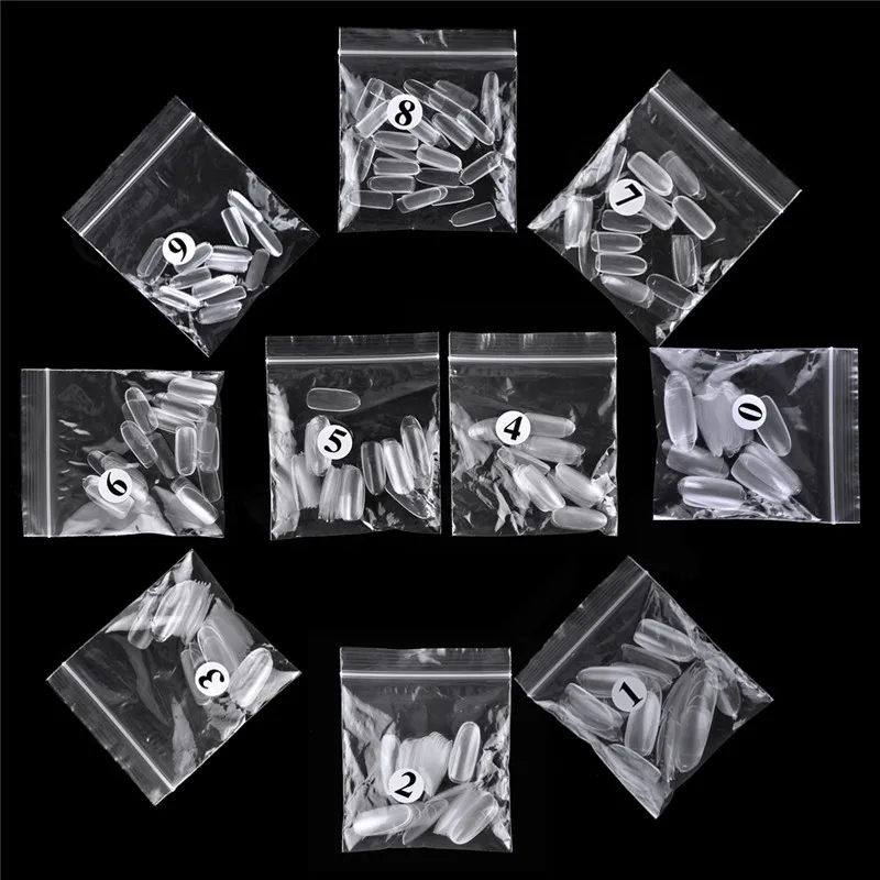 Biutee 500pcs Coffin Nails Clear Ballerina Nail Tips Full Cover Acrylic False Nails 10 Sizes- for Nail Salons and DIY Nail Art