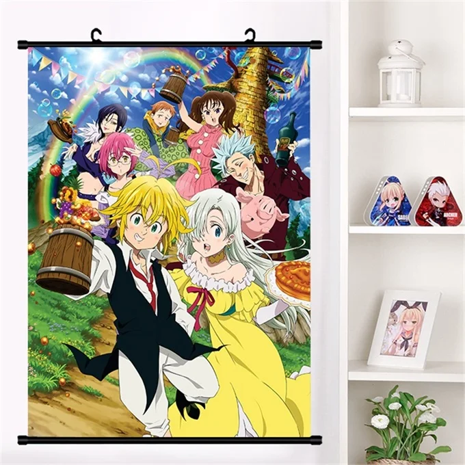 V Аниме семь мертвых грехов грех нананацу no Taizai Meliodas настенные свитки плакат настенные подвесные плакаты коллекция домашнего декора - Цвет: V