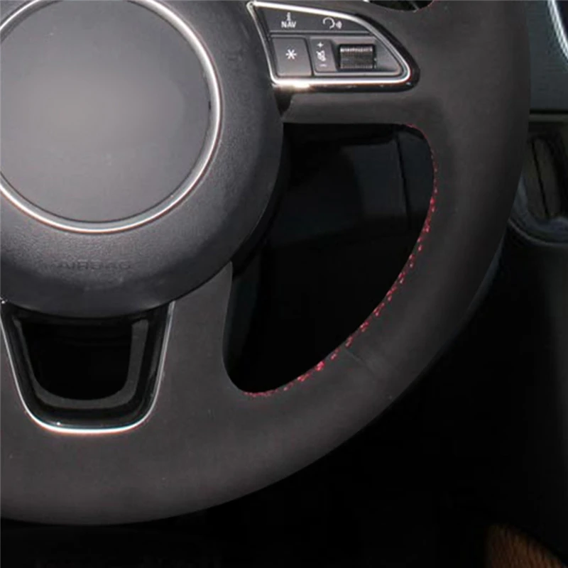 DIY ручной работы черная замша кожаный чехол рулевого колеса автомобиля для Audi Q3
