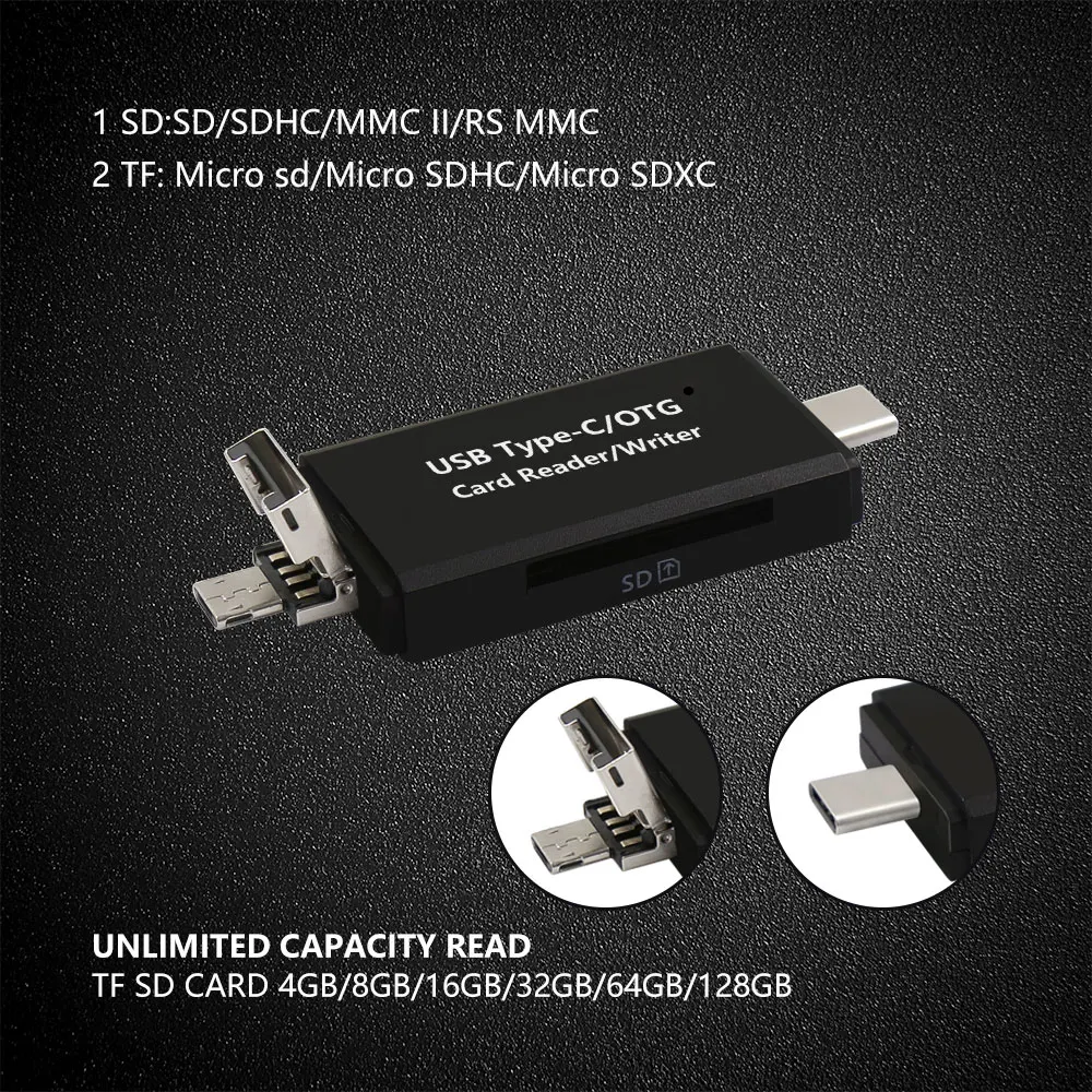 Модный кард-ридер USB 2,0 SD/Micro SD TF OTG Смарт-карта памяти адаптер для ноутбука USB 2,0 Тип C кардридер SD кардридер