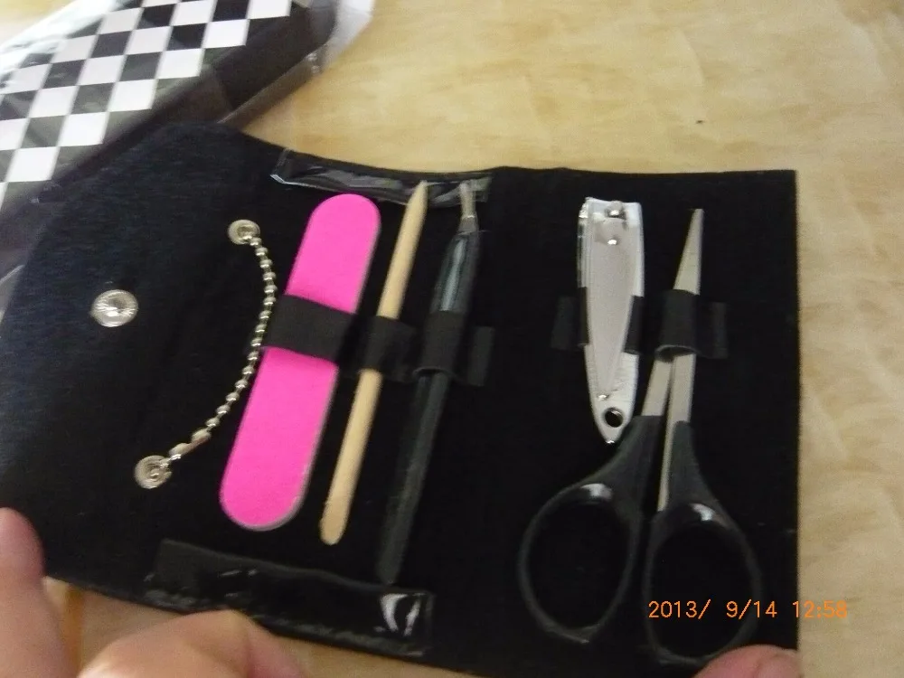 

wedding party favor gifts and giveaways for guests -"Little Black Purse" Patent-Leather Five-Piece Manicure Set +80sets / lot