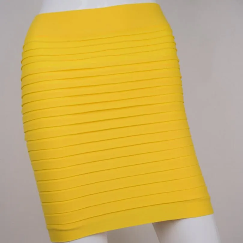 D010 Bright yellow Самая дешевая Новая цветная Мода Летняя женская юбка с высокой талией ярких цветов плюс большая эластичная плиссированная юбка трапециевидной формы - Цвет: D010 Bright yellow