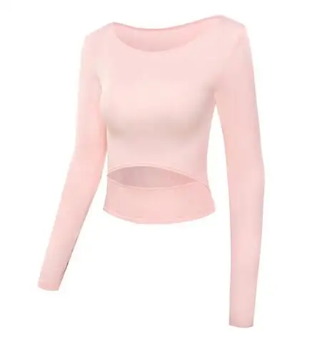 CX 227 - pink Прямая поставка, женские рубашки для йоги, Омбре, обрезанный бесшовный топ с длинным рукавом, укороченный топ, женские футболки для тренировок, женские спортивные топы, женские топы для спортзала - Цвет: CX 227 - pink