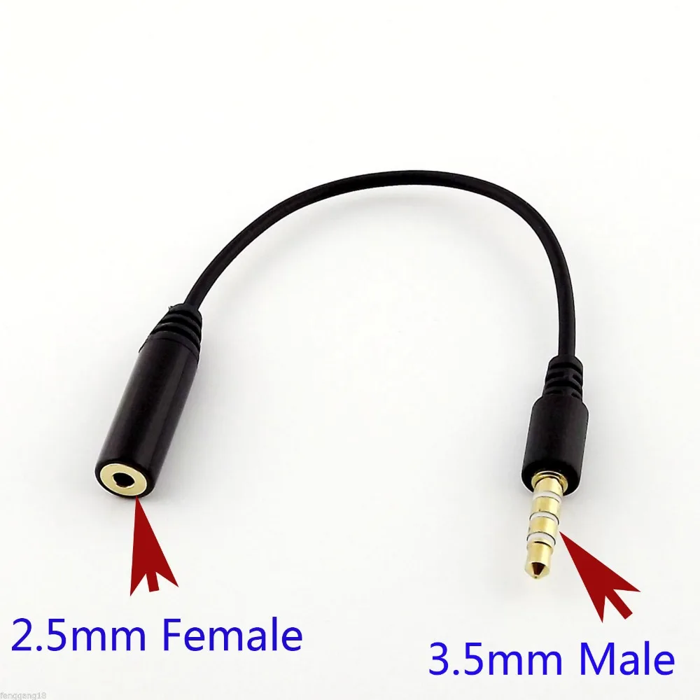 

2pcs 2.5mm Female Stereo To 3.5mm 1/8" Male 4 Pole Headphone Audio AUX Adapter Cable 15cm