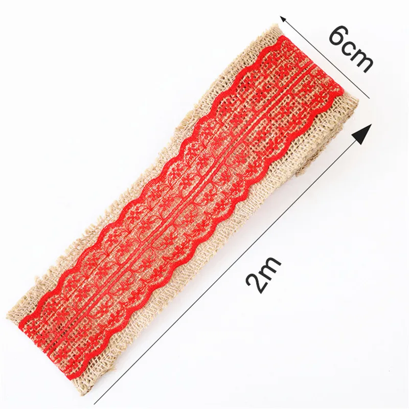 2 м (6 см) с кружевной лентой из натурального джута льняной рулон diy Швейные вышивка