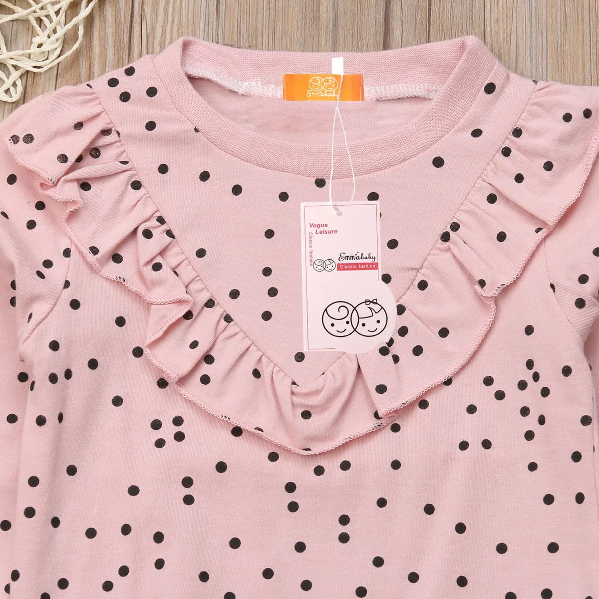 Комплект из 2 предметов для малышей одежда маленьких девочек в горошек топы с